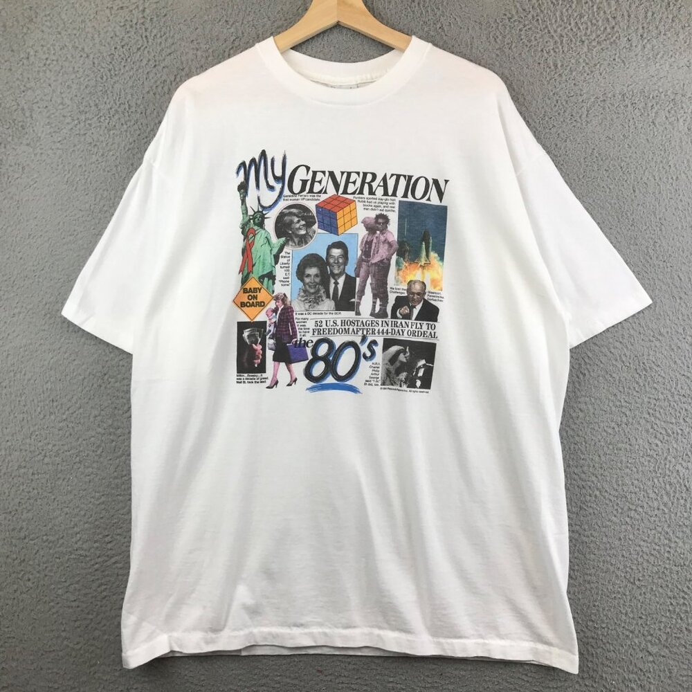 Vintage 90s Peacock Papers My Generation 80s graphic t shirt XL
